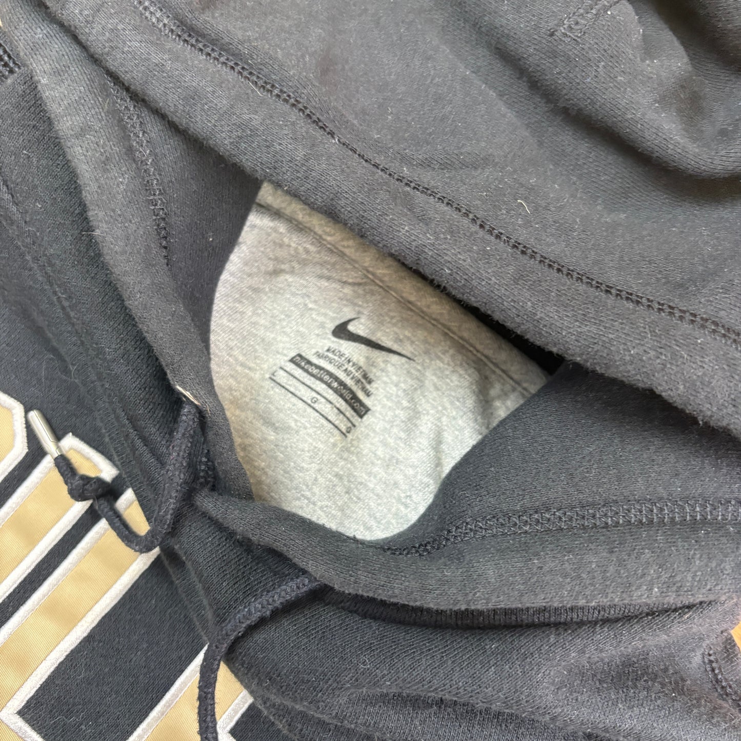 Vintage Nike Swoosh Black Hoodie Embroidered Sweatshirt - L