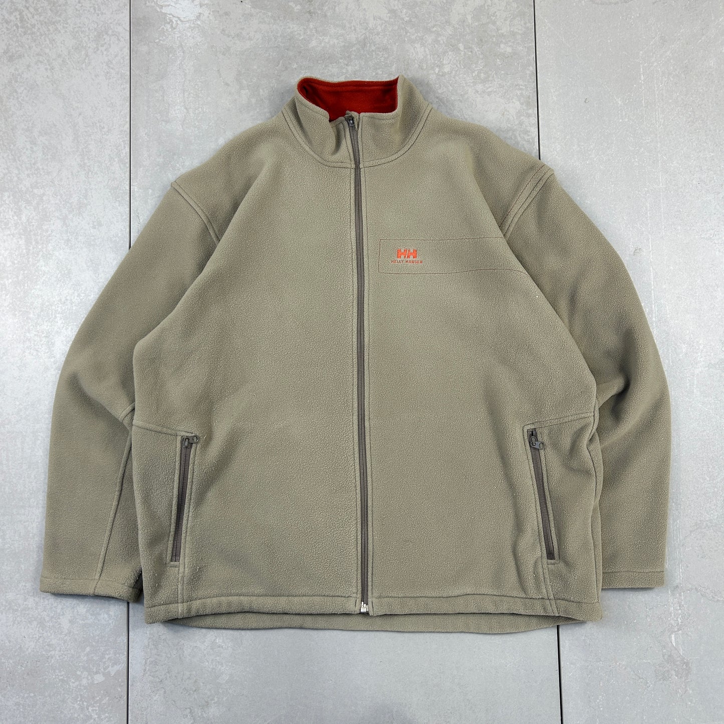 Vintage 90s Helly Hansen Khaki Embroidered Fleece Sweatshirt - XL
