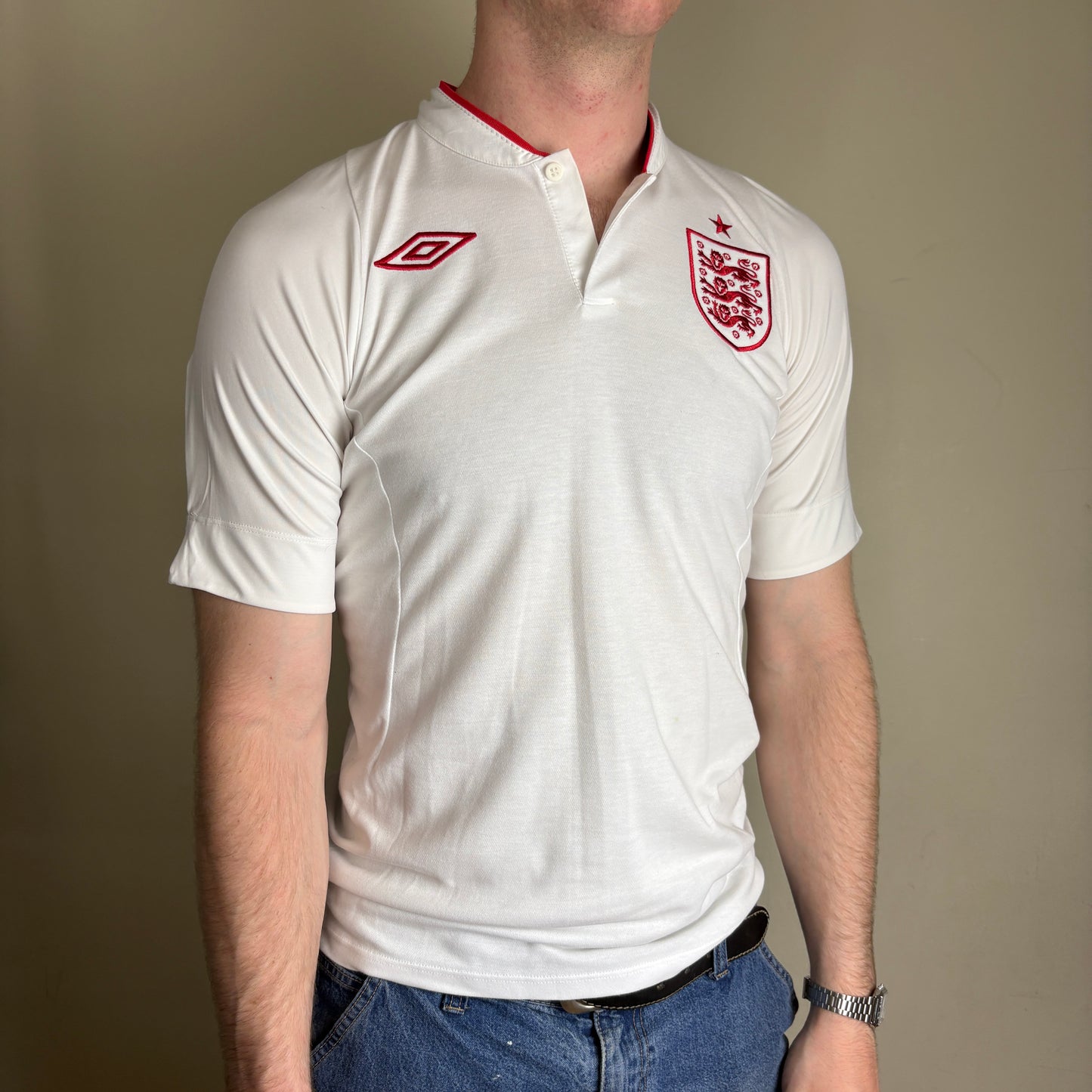 Vintage Umbro England Football World Cup White Football Shirt -