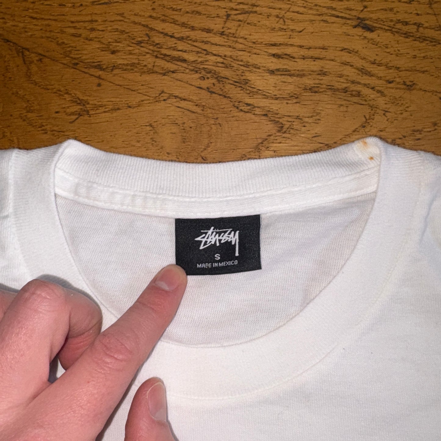 Vintage Stussy White Long Sleeve Graphic T-Shirt - XS