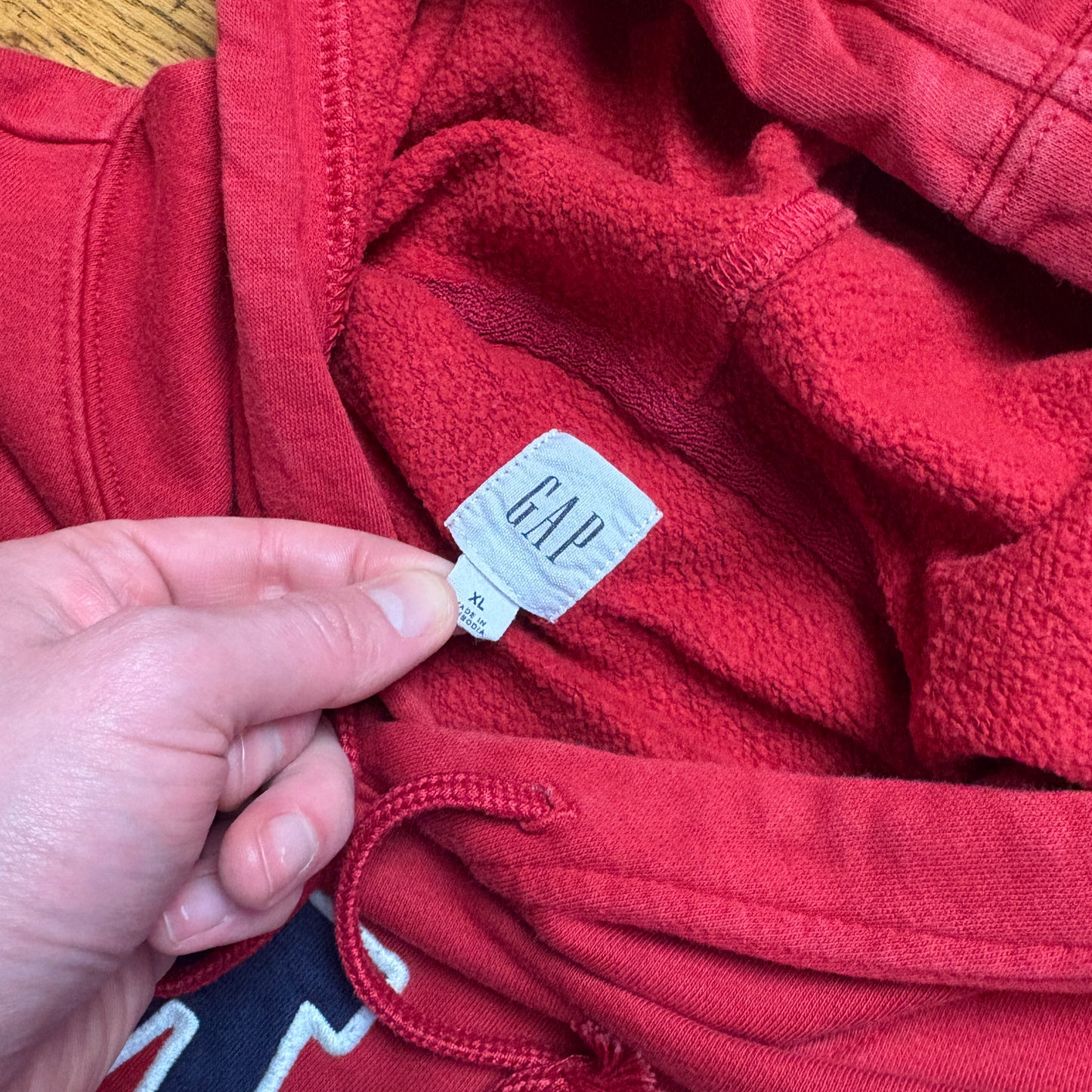 Vintage Gap Red Hoodie Embroidered Sweatshirt - XL