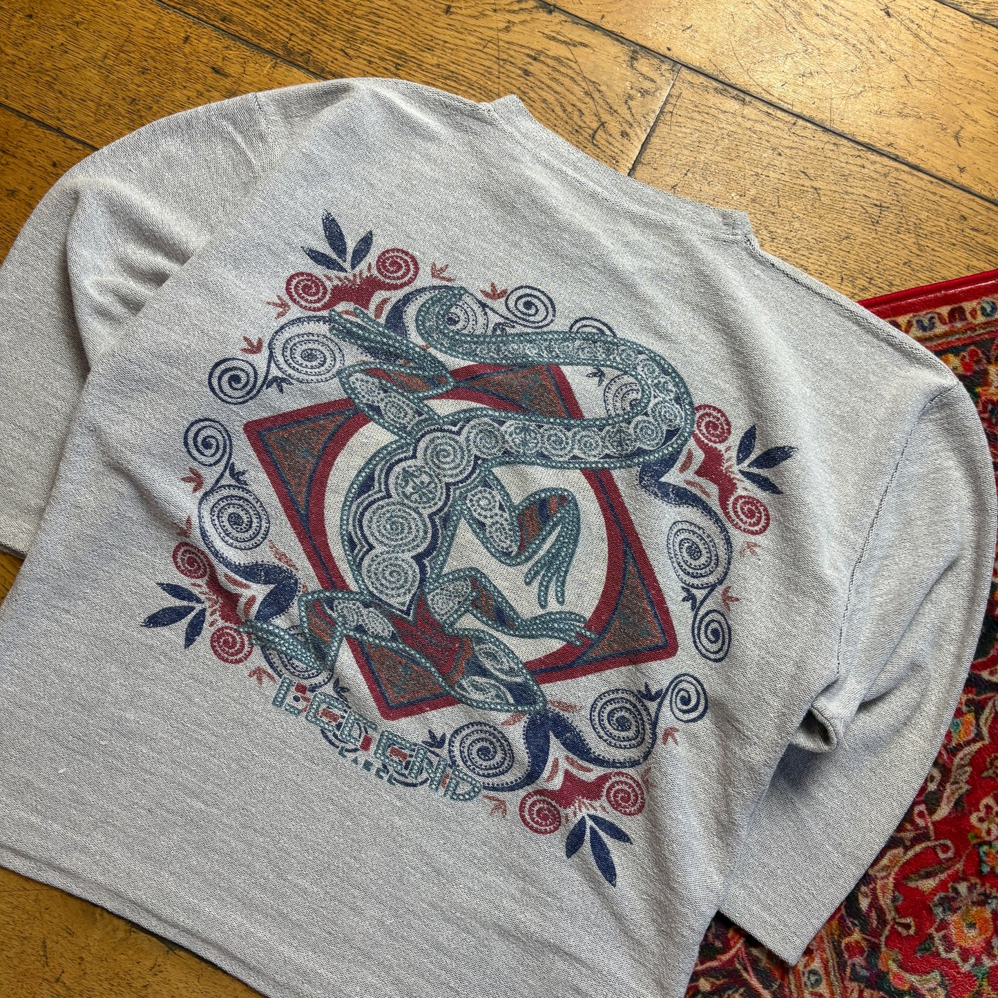 Vintage 90s Grey Graphic Lizard 3/4 Sleeve Sweatshirt - M