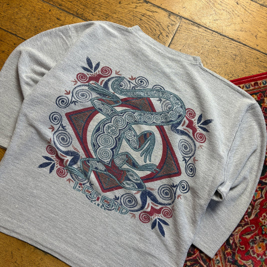 Vintage 90s Grey Graphic Lizard 3/4 Sleeve Sweatshirt - M