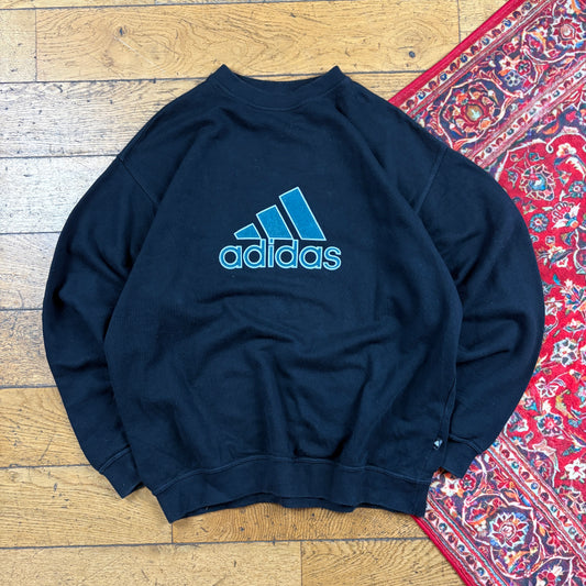 Vintage 90s Adidas Black Embroidered Sweatshirt - L