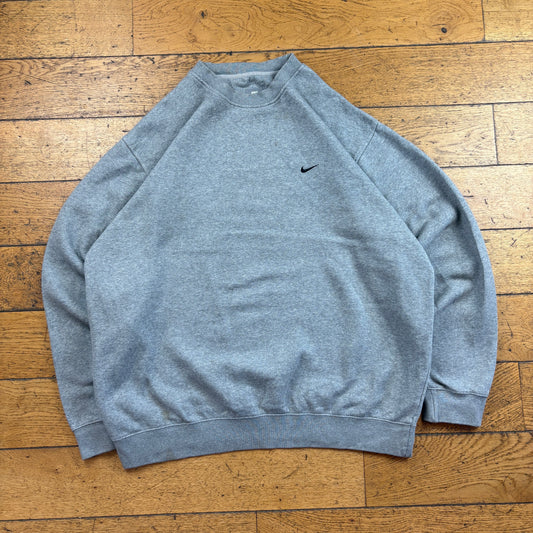Vintage Nike Grey Swoosh Embroidered Sweatshirt - XL