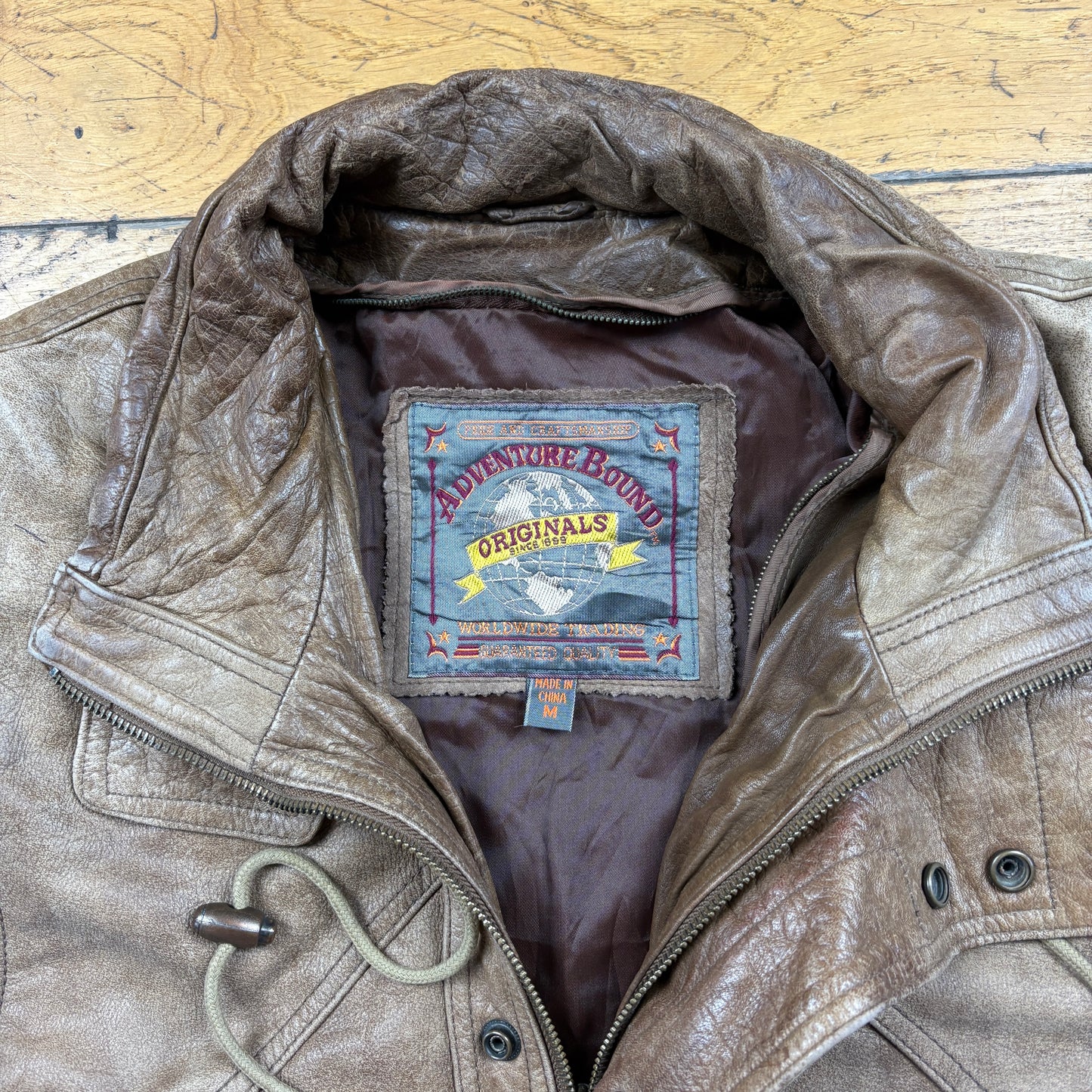Vintage Bomber Aviator Brown Leather Jacket - M