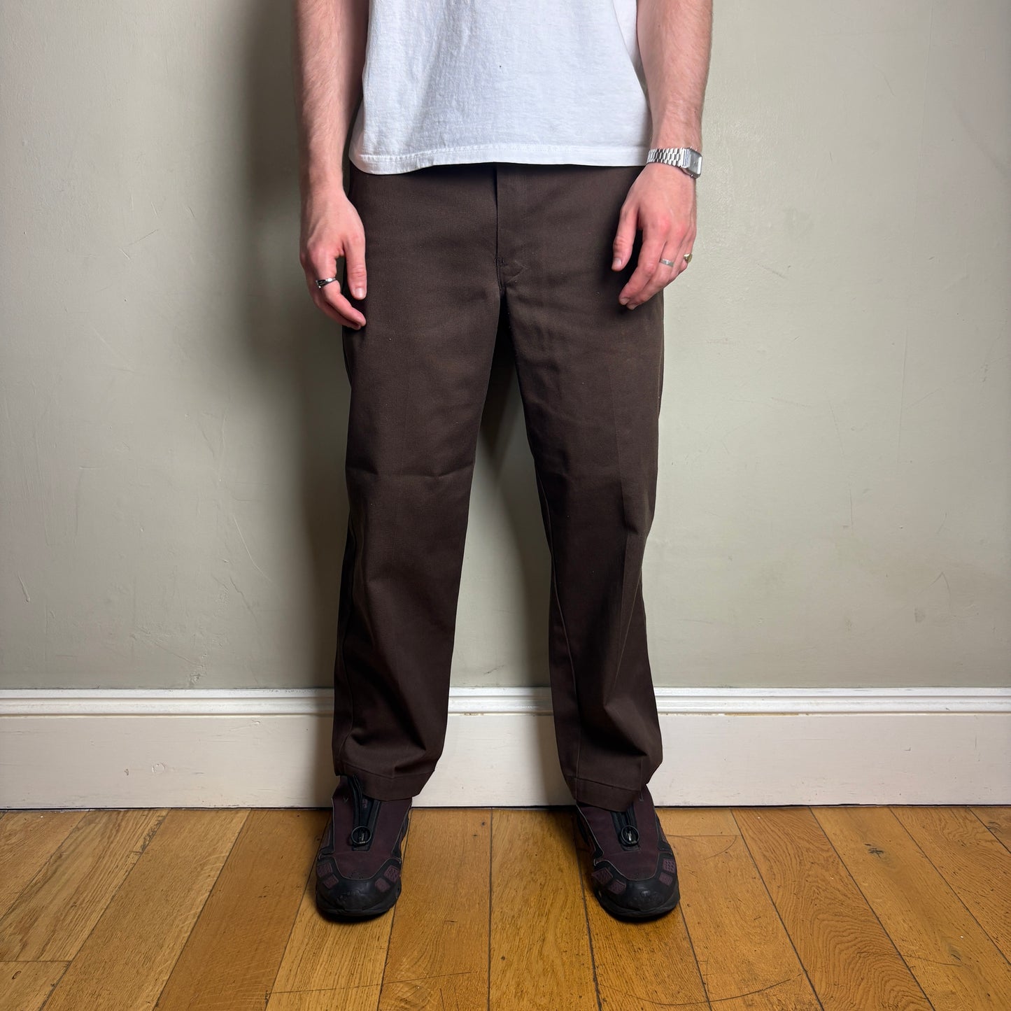 Vintage Dickies Brown Pleated  Workwear 874 Skate Chino Trousers - 36S