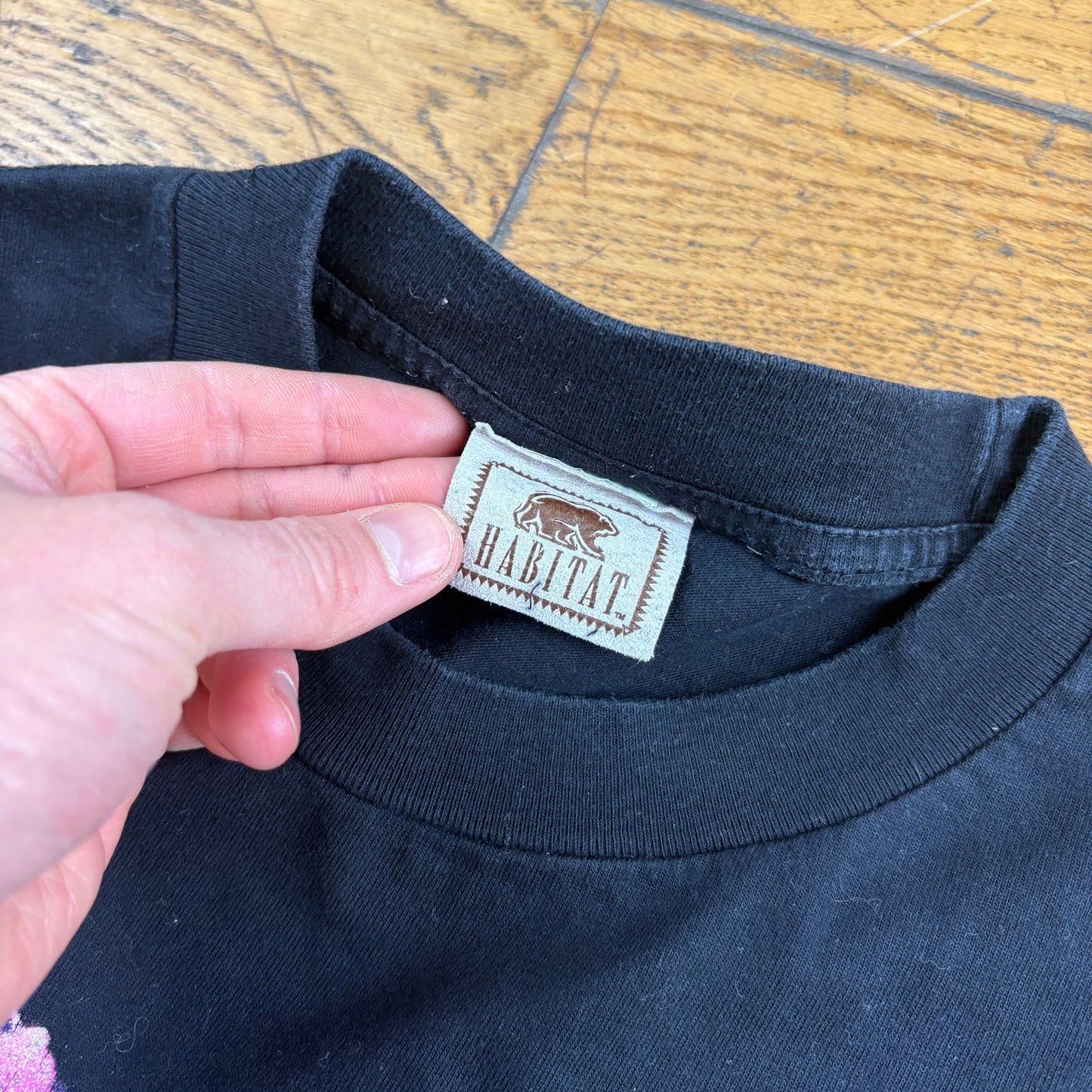 Vintage 90s Habitat Wolf Black Single Stitch Graphic T-Shirt - S