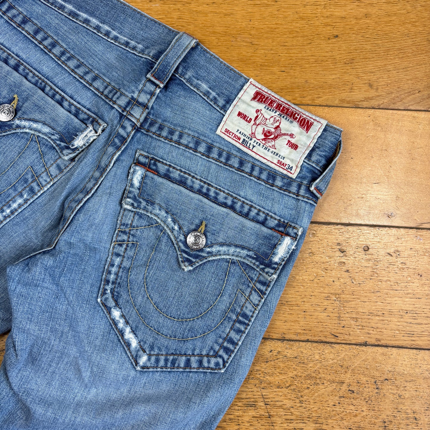 Vintage True Religion Blue Embroidered Y2K Shorts Jorts - 29