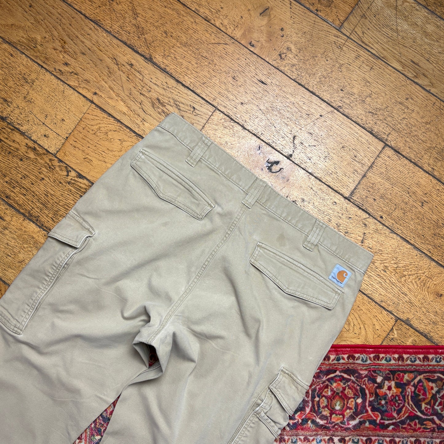 Vintage Carhartt Workwear Cream Cargo Carpenter Baggy Trousers - 38R