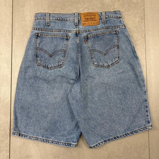 Vintage Levis 560 Orange Tab Blue Baggy Denim Shorts - 31