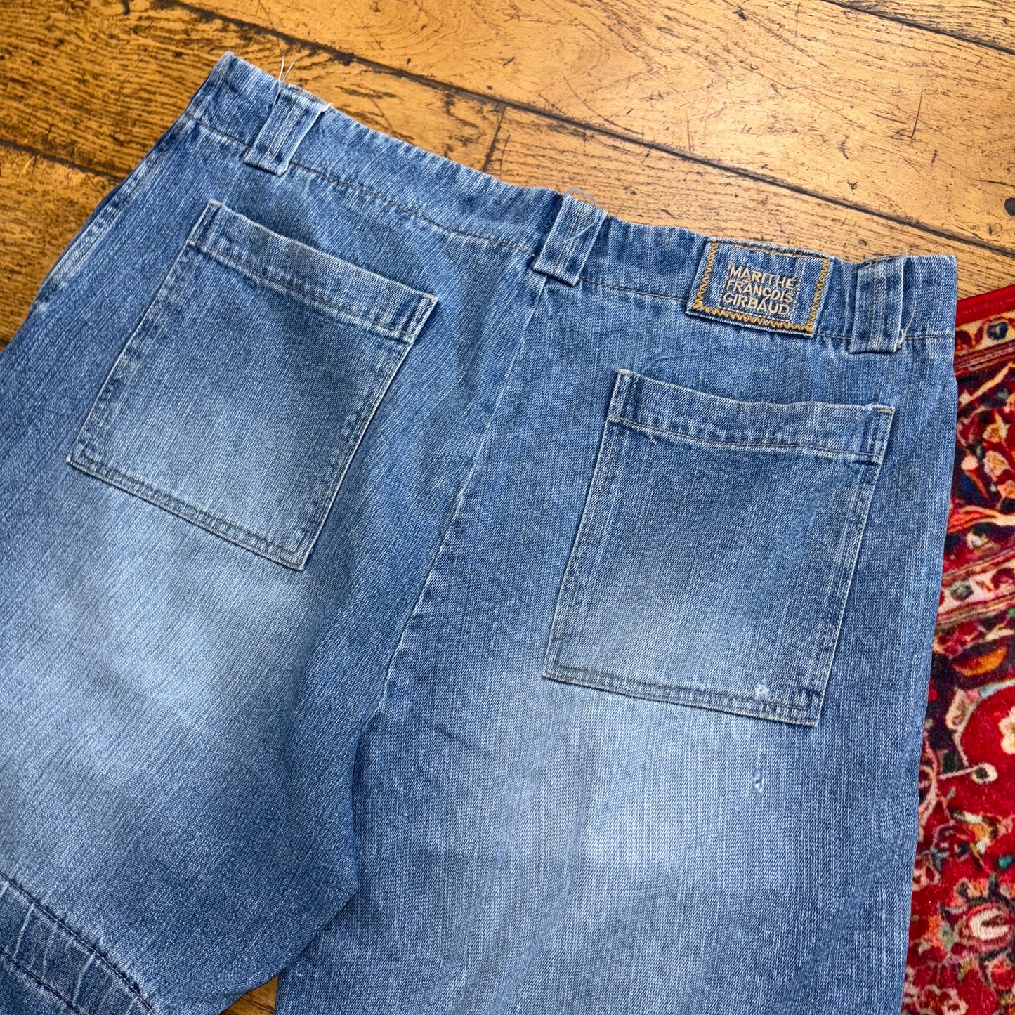 Vintage MFG Embroidered Blue Y2K Hip Hop Baggy Jeans Shorts Jorts - 38