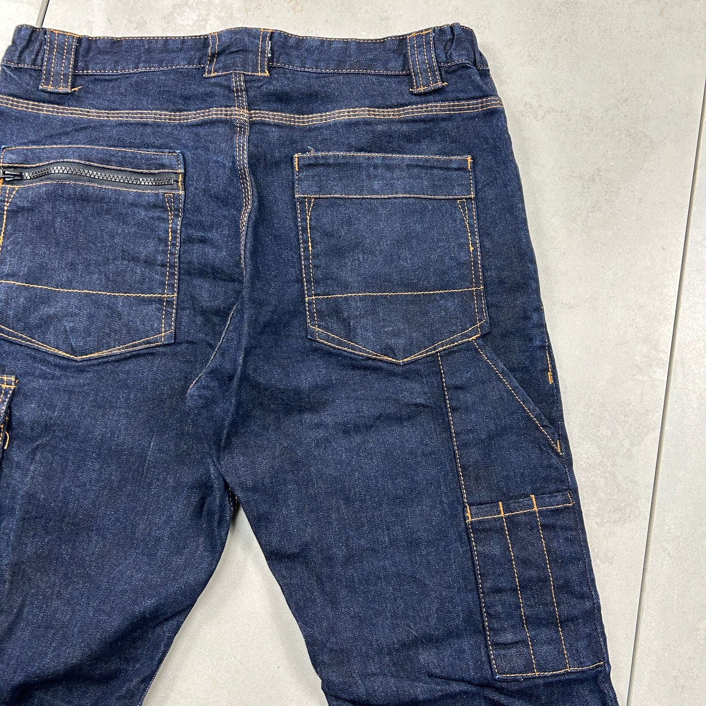 Vintage Embroidered Hip Hop Cargo Blue Jeans - 34