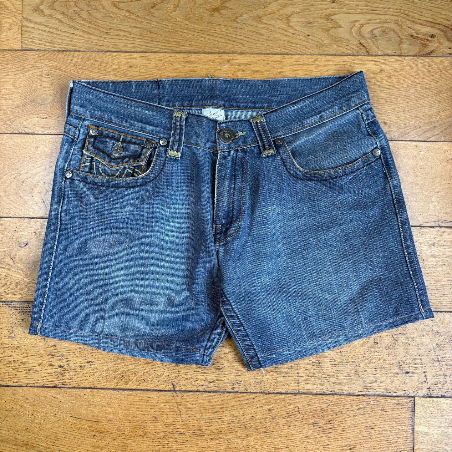 Vintage True Religion Blue Embroidered Y2K Shorts Jorts - 34