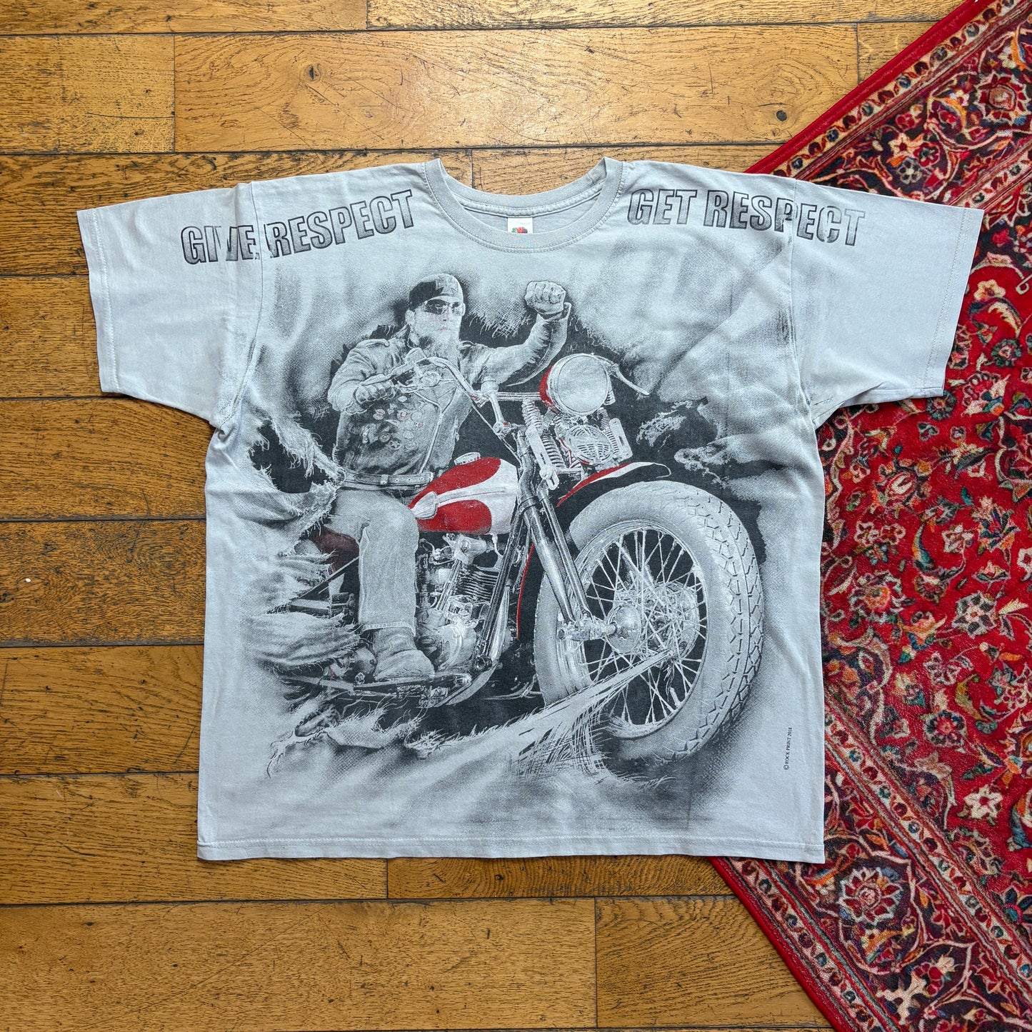 Vintage Grey Motorbike Biker Graphic T-Shirt - XL