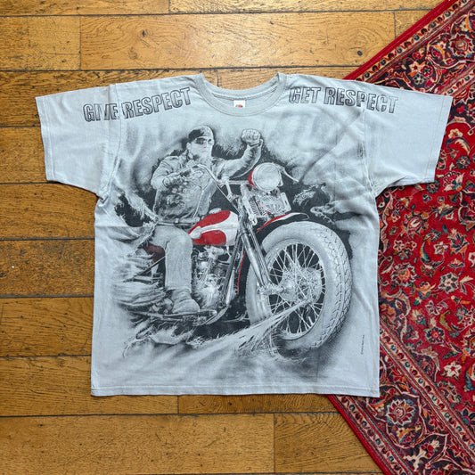 Vintage Grey Motorbike Biker Graphic T-Shirt - XL