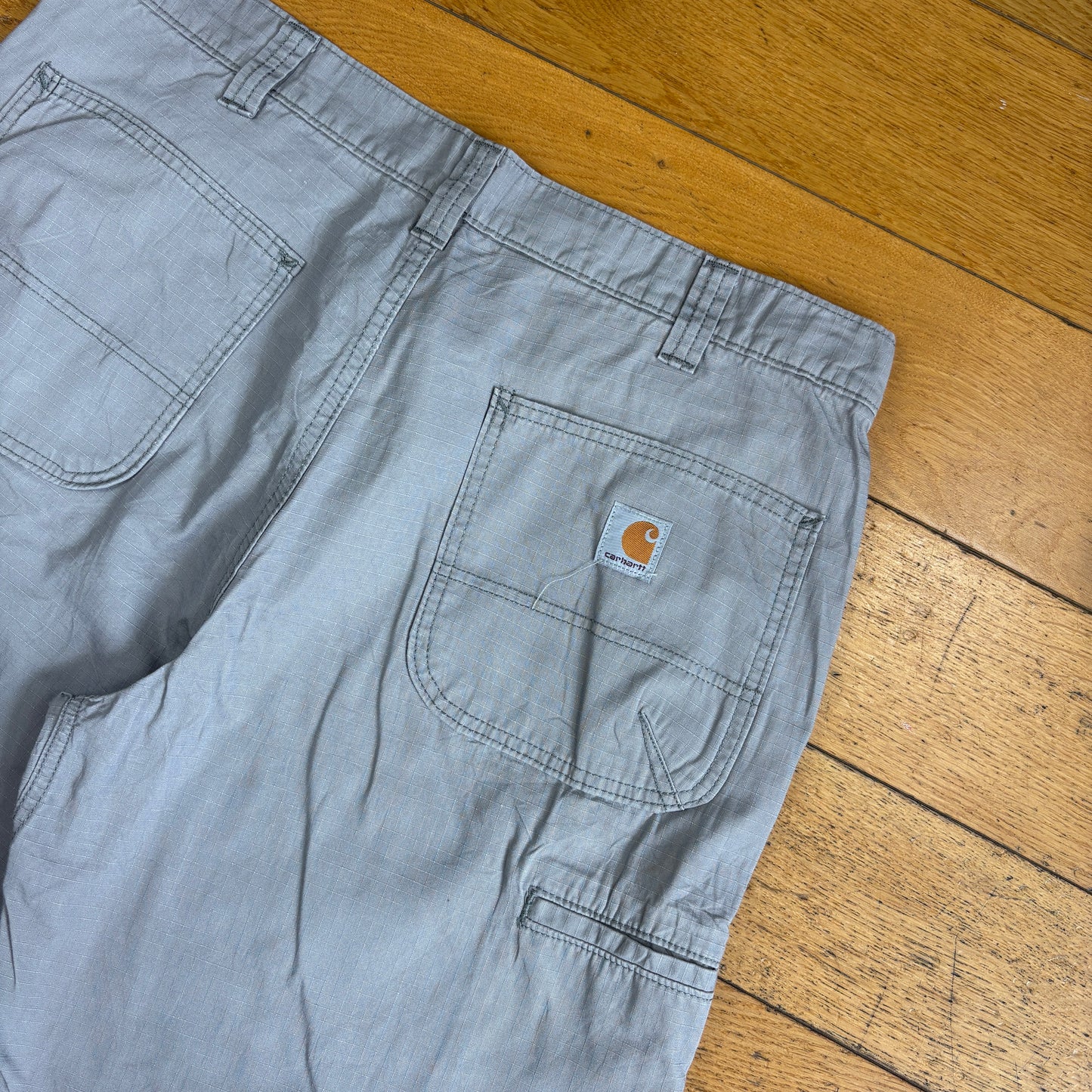 Vintage Carhartt Workwear Light Grey Baggy Carpenter Shorts - 38
