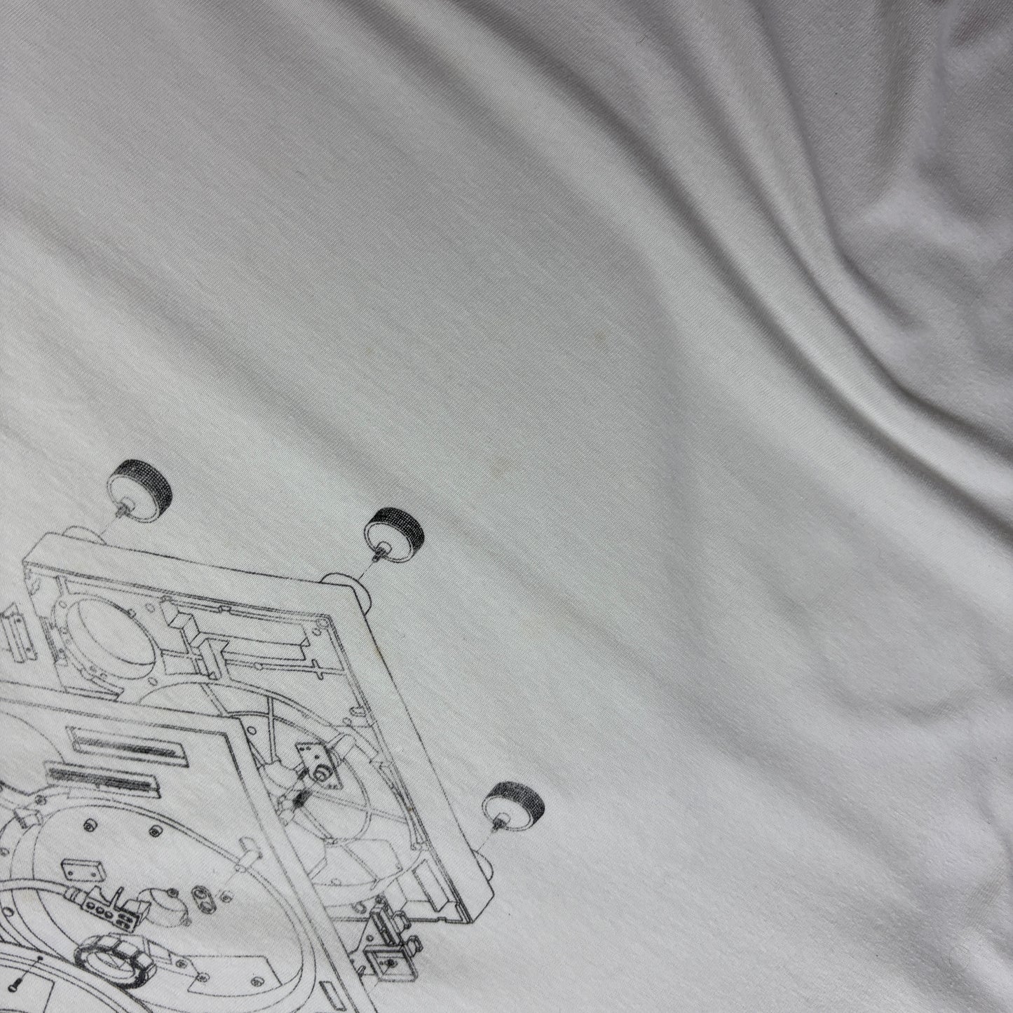 Vintage 90s Single Stitch White Turntable DJ Graphic T-Shirt - XL