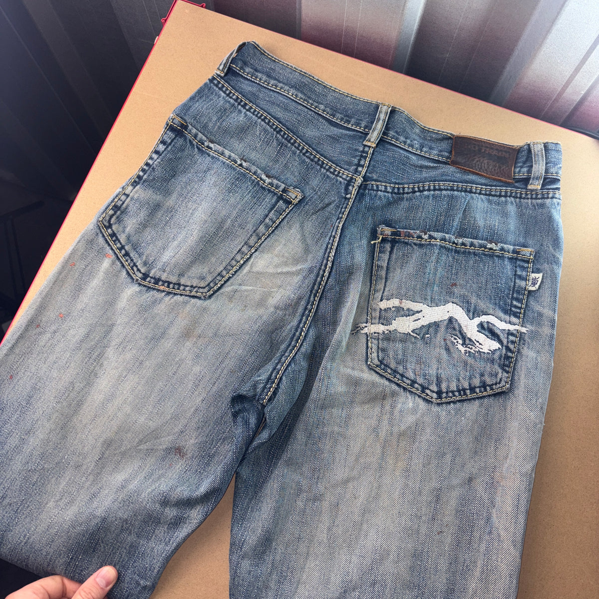 Big Train Blue Embroidered Japanese Grunge Hip Hop Y2K Straight Jeans - 30S