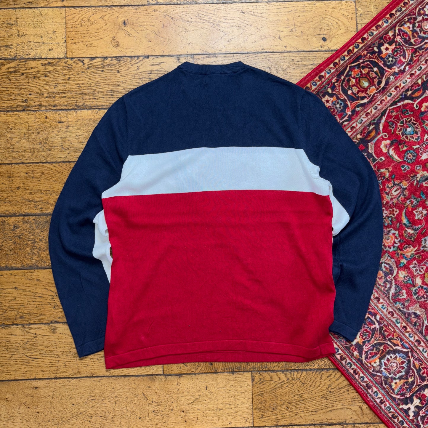 Vintage Nautica Navy Red Stripe Knit Jumper - M