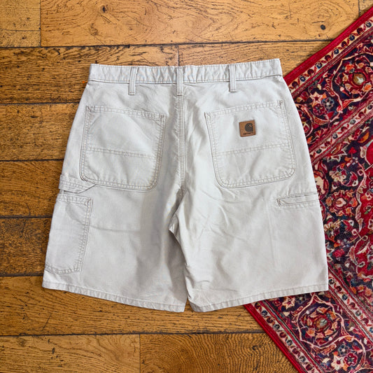 Vintage Carhartt Cream Workwear Baggy Carpenter Shorts - 32