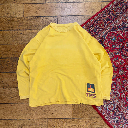 Vintage 90s Yellow Long Sleeve Graphic T-Shirt - XL