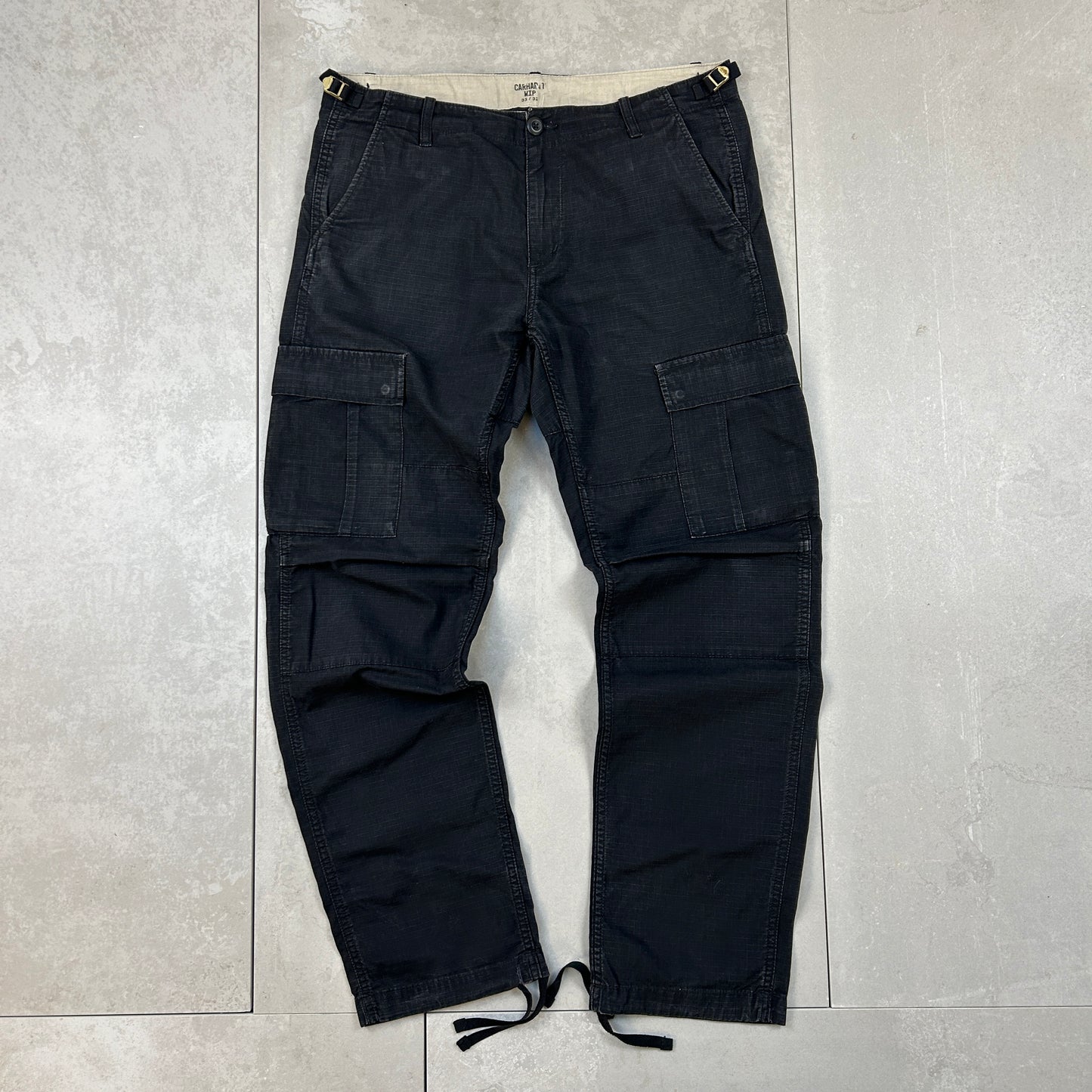 Vintage Carhartt Workwear Carpenter Cargo Black Baggy Trousers - 33