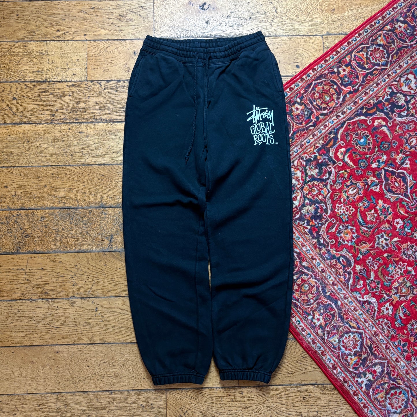 Stussy Black Baggy Cuffed Joggers Sweatpants - S