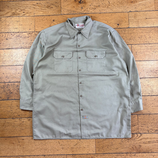 Vintage Dickies Cream Brown Workwear Shirt - XL