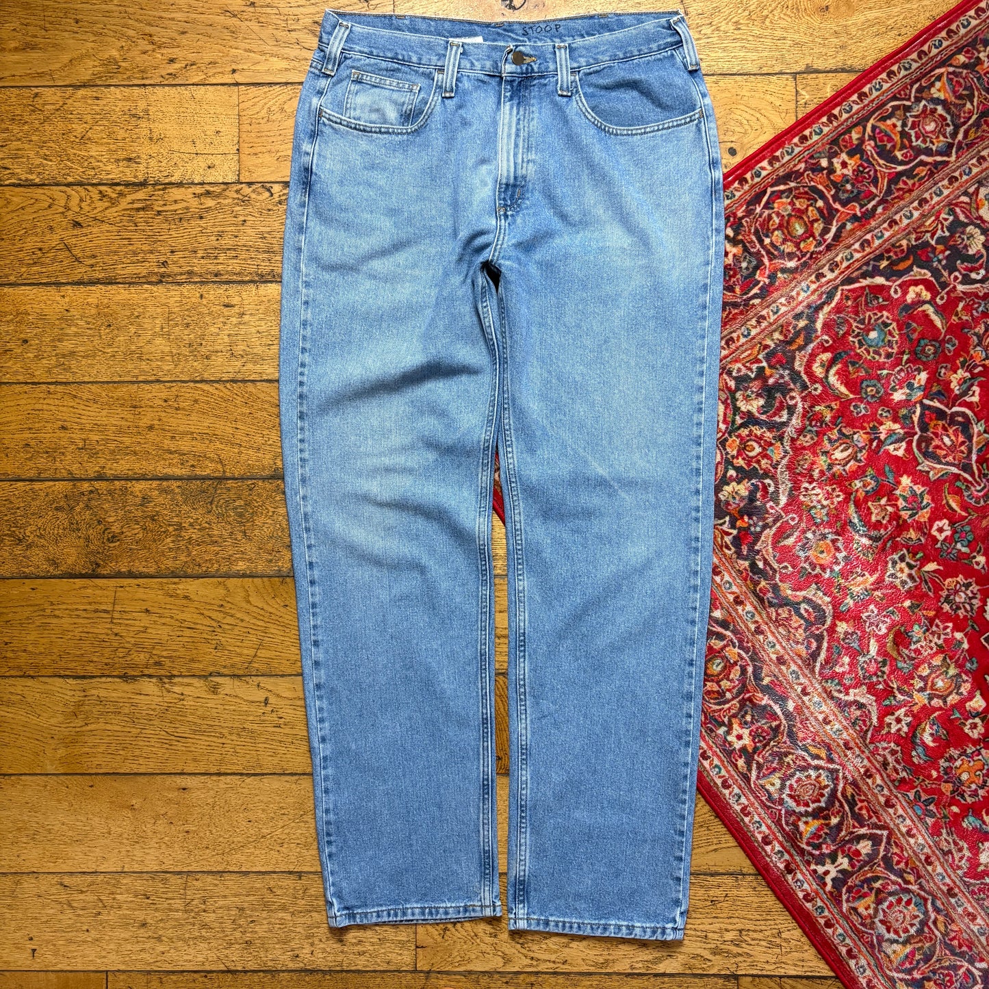 Vintage Carhartt Workwear Carpenter Baggy Blue Jeans - 38L