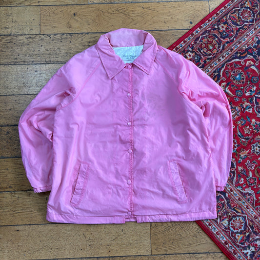 Vintage Pink Womens Nylon Coach Harrington Jacket - XL