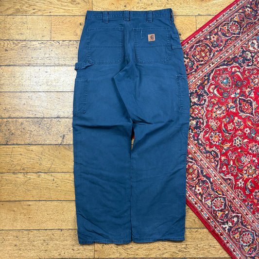 Vintage Carhartt Navy Workwear Carpenter Baggy Trousers - 32