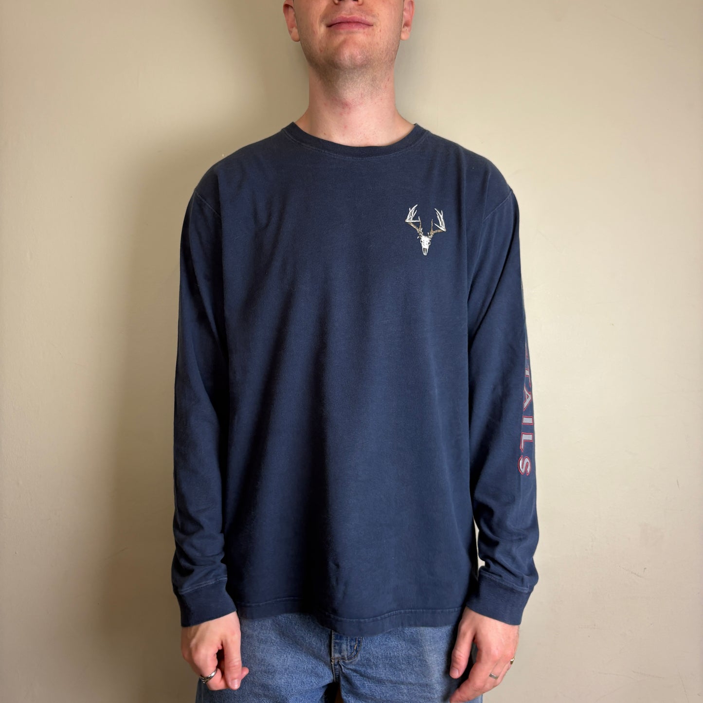 Vintage Legendary Longhorn Skull Navy Long Sleeve Graphic T-Shirt - L