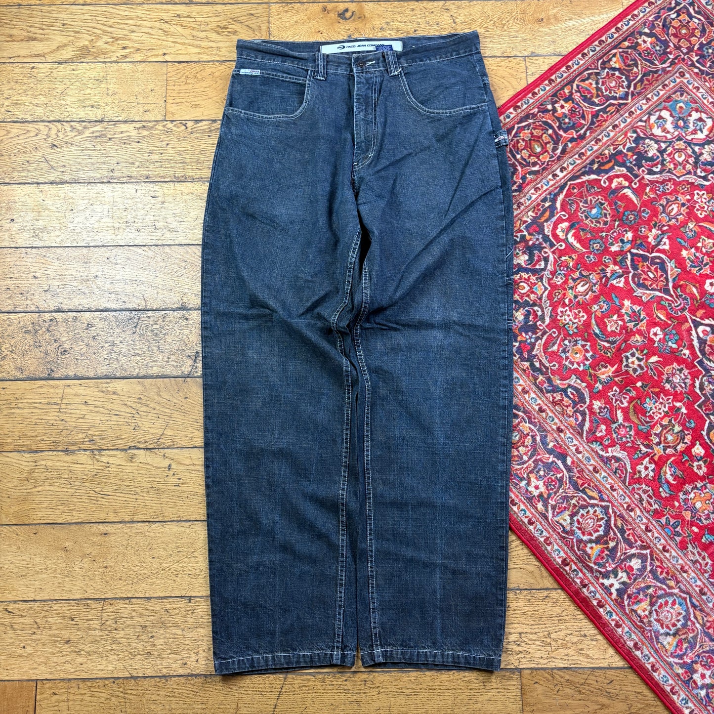 Vintage Paco Jeans Grey Embroidered Y2K Hip Hop Baggy Jeans - 38