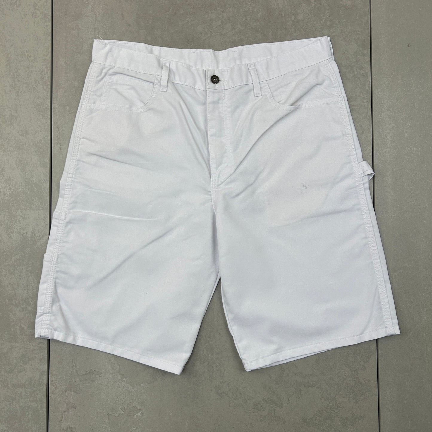 Vintage Dickies Workwear Carpenter White Baggy Shorts - 34