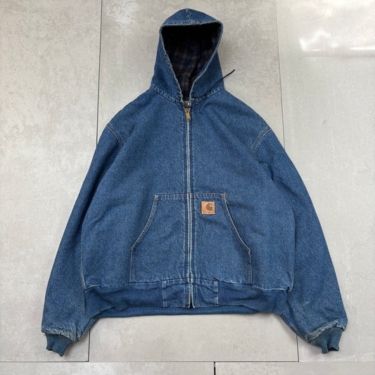 Vintage Carhartt Active Blue Denim Workwear Jacket - XL