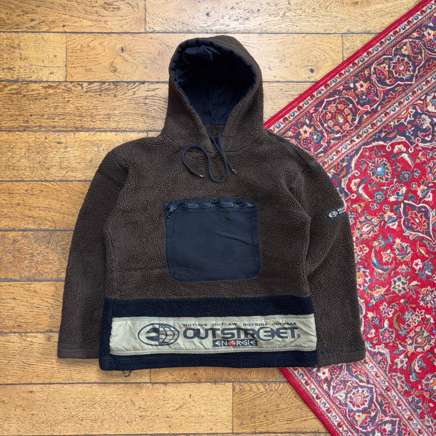 Vintage Energie Skate Brown Fleece Hoodie Sweatshirt - S