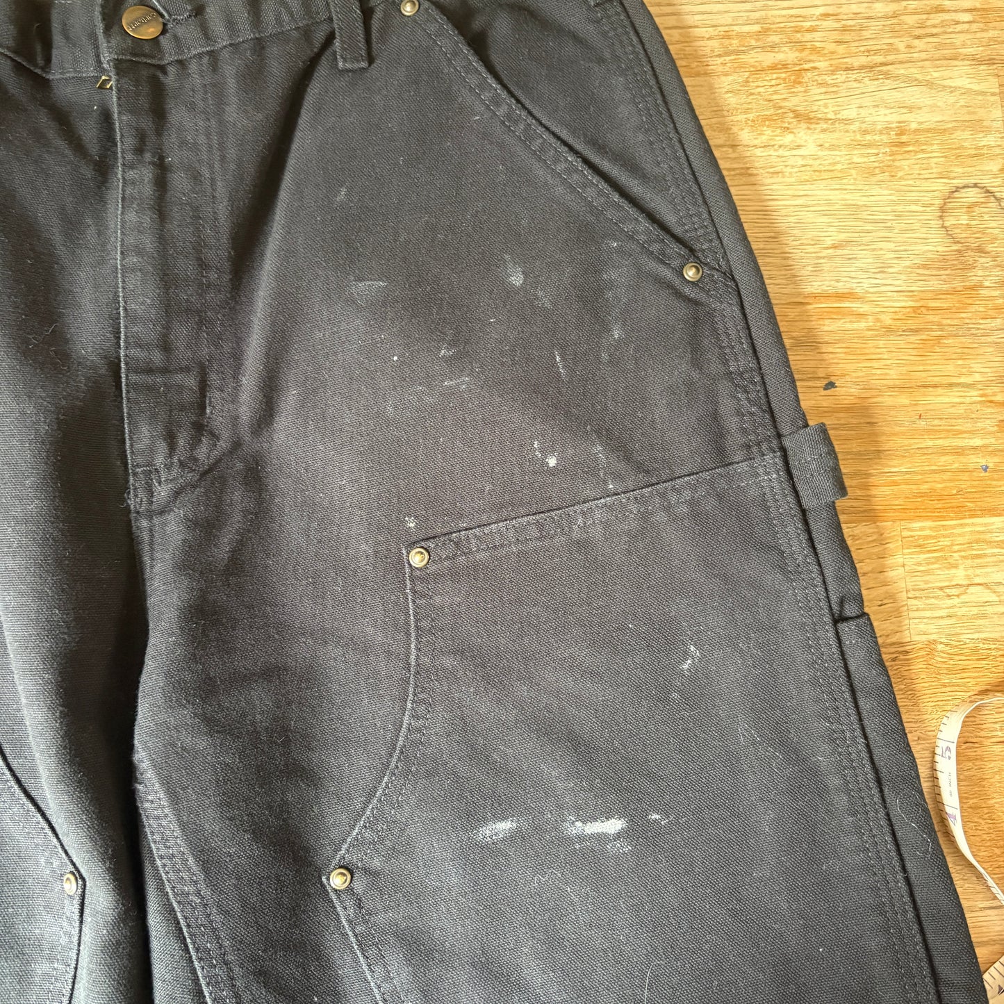 Vintage Carhartt Black Double Knee Workwear Carpenter Baggy Trousers - 32R