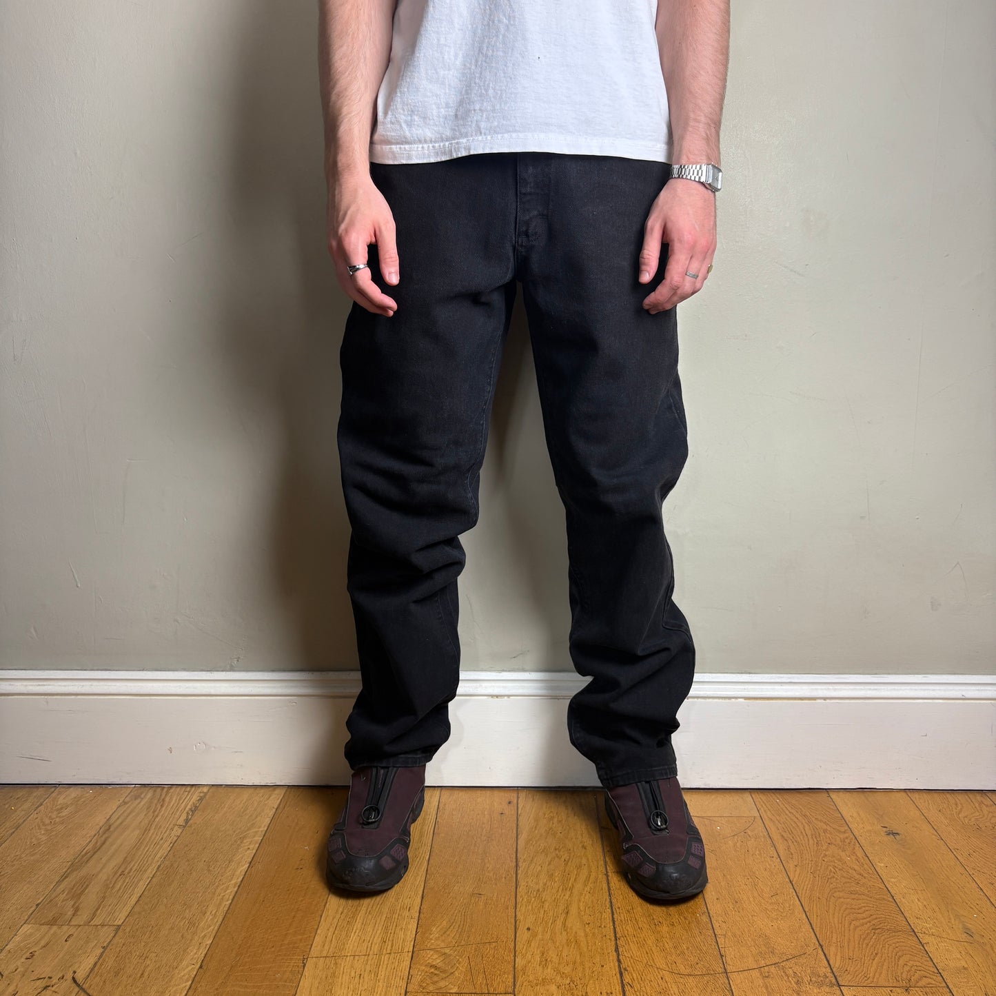 Vintage Lee Straight Black Denim Jeans - 34L