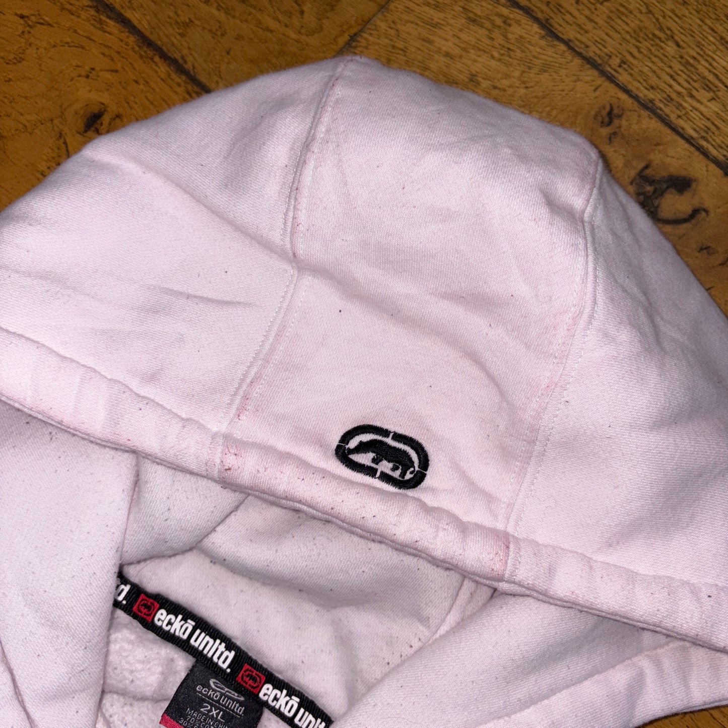 Vintage Ecko Unltd Light Pink Hip Hop Hoodie Embroidered Sweatshirt - 2XL