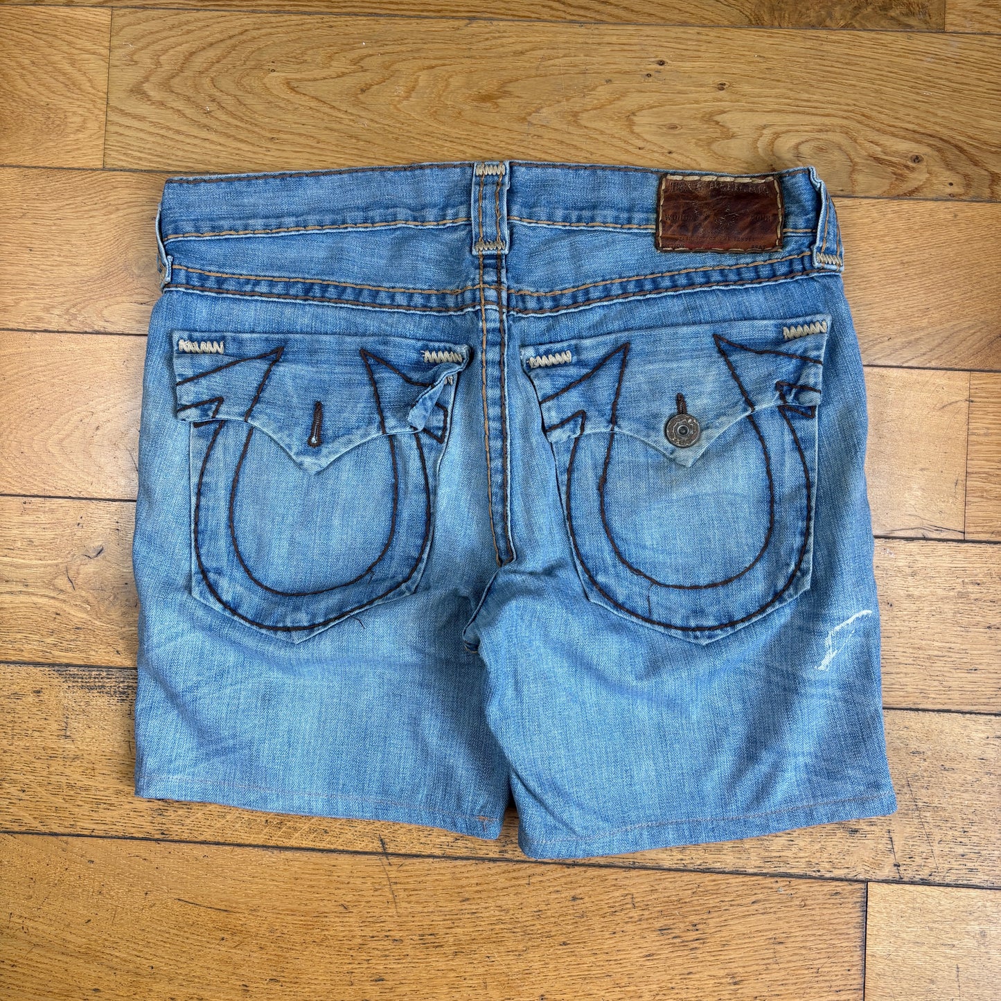 Vintage True Religion Blue Embroidered Y2K Shorts Jorts - 38