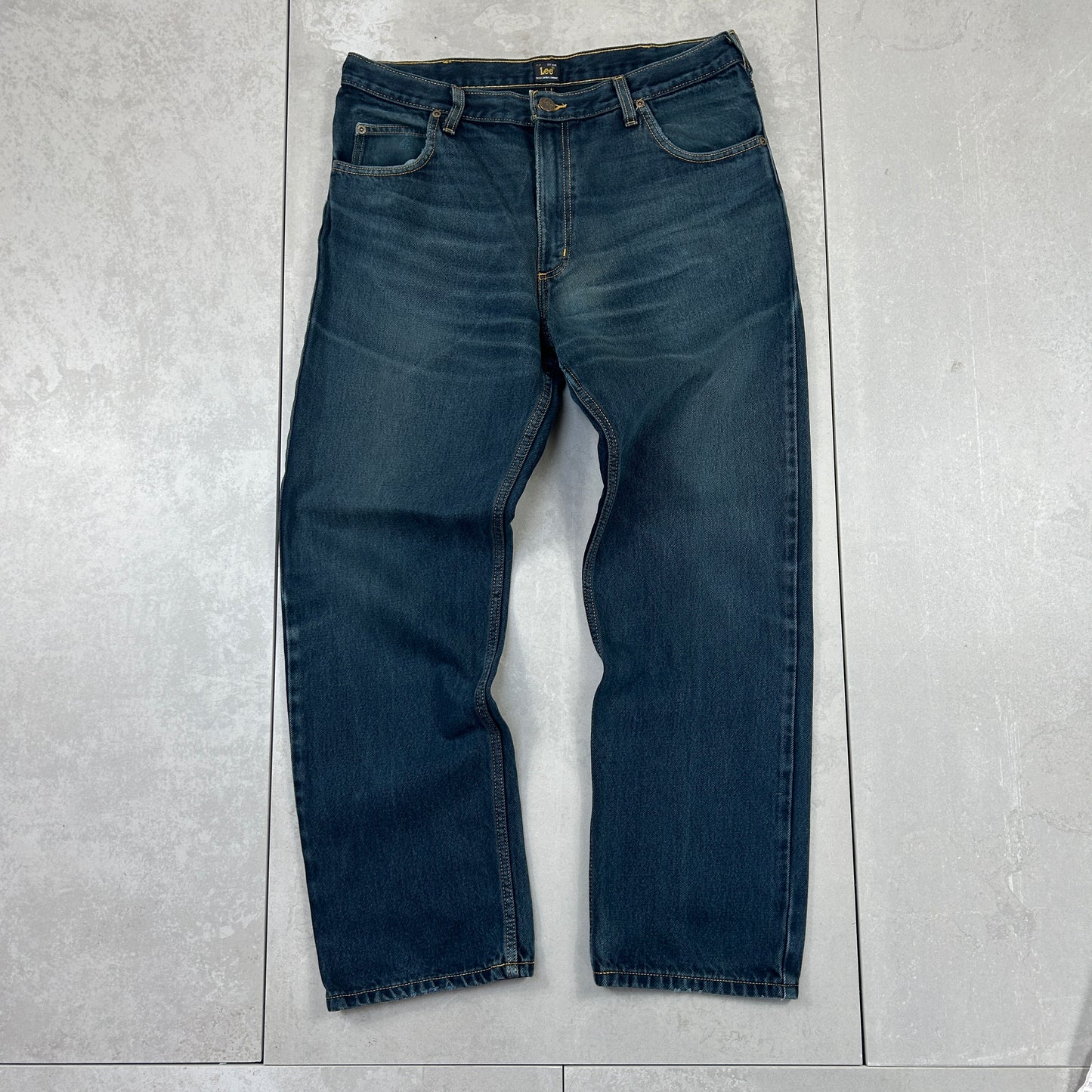 Vintage Lee Straight Dark Blue Denim Jeans - 36