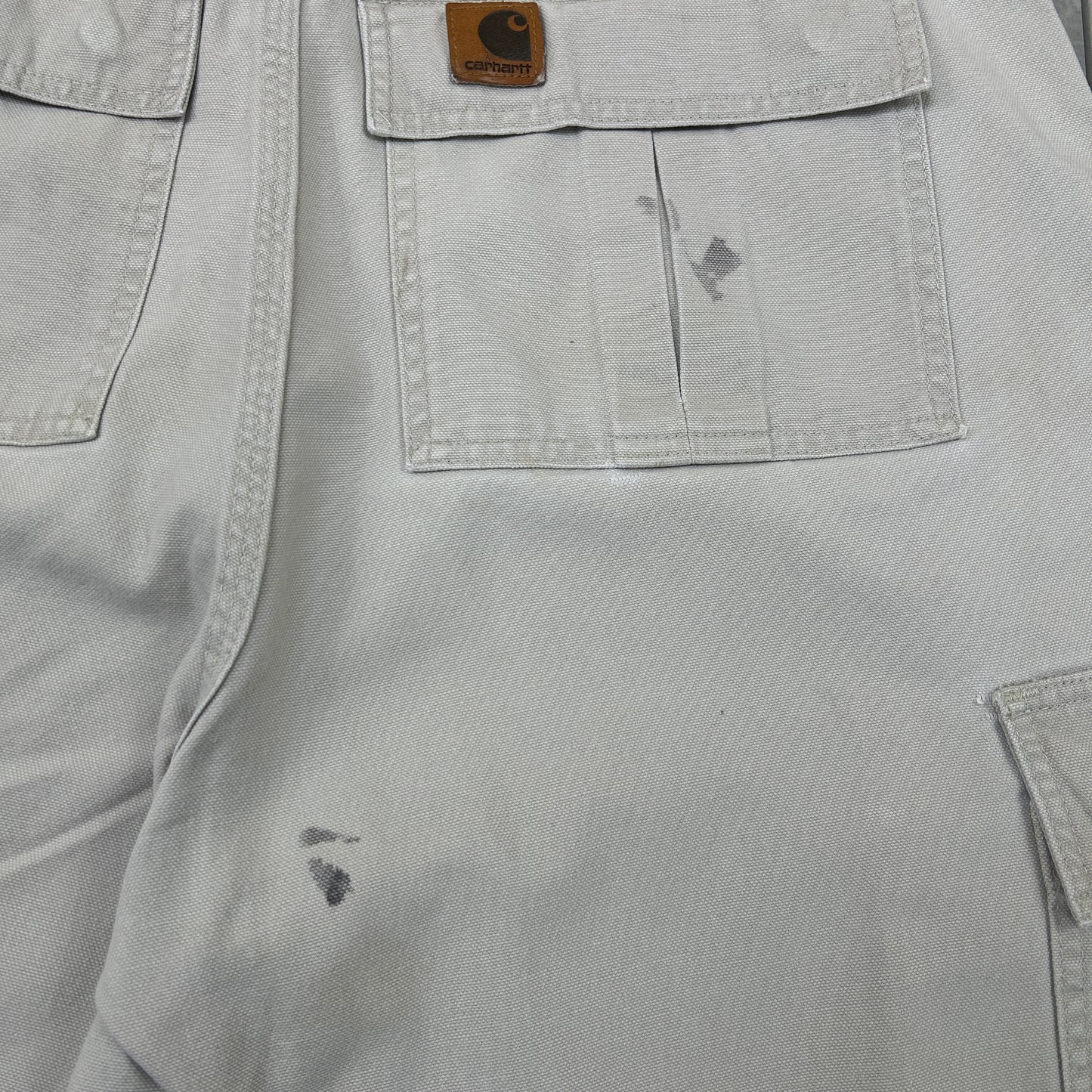 Vintage Carhartt Workwear Cream Baggy Carpenter Shorts - 36