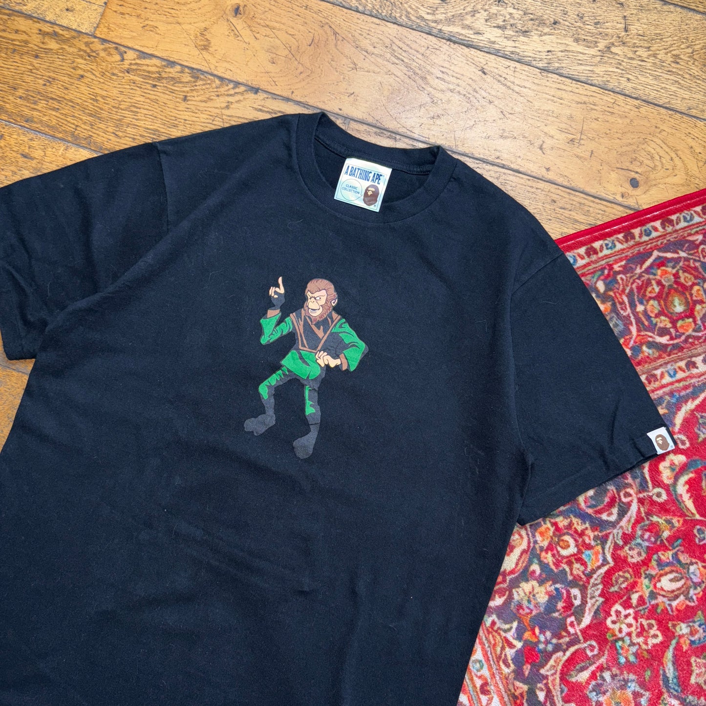 Vintage BAPE Bathing Ape Black Graphic T-Shirt - S