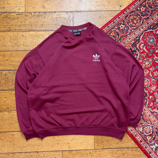 Vintage 90s Adidas Classics Burgundy Embroidered Sweatshirt - XL