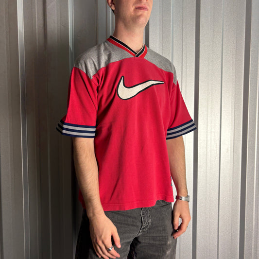 Vintage 90s Nike Pink Swoosh Raglan  T-Shirt - L