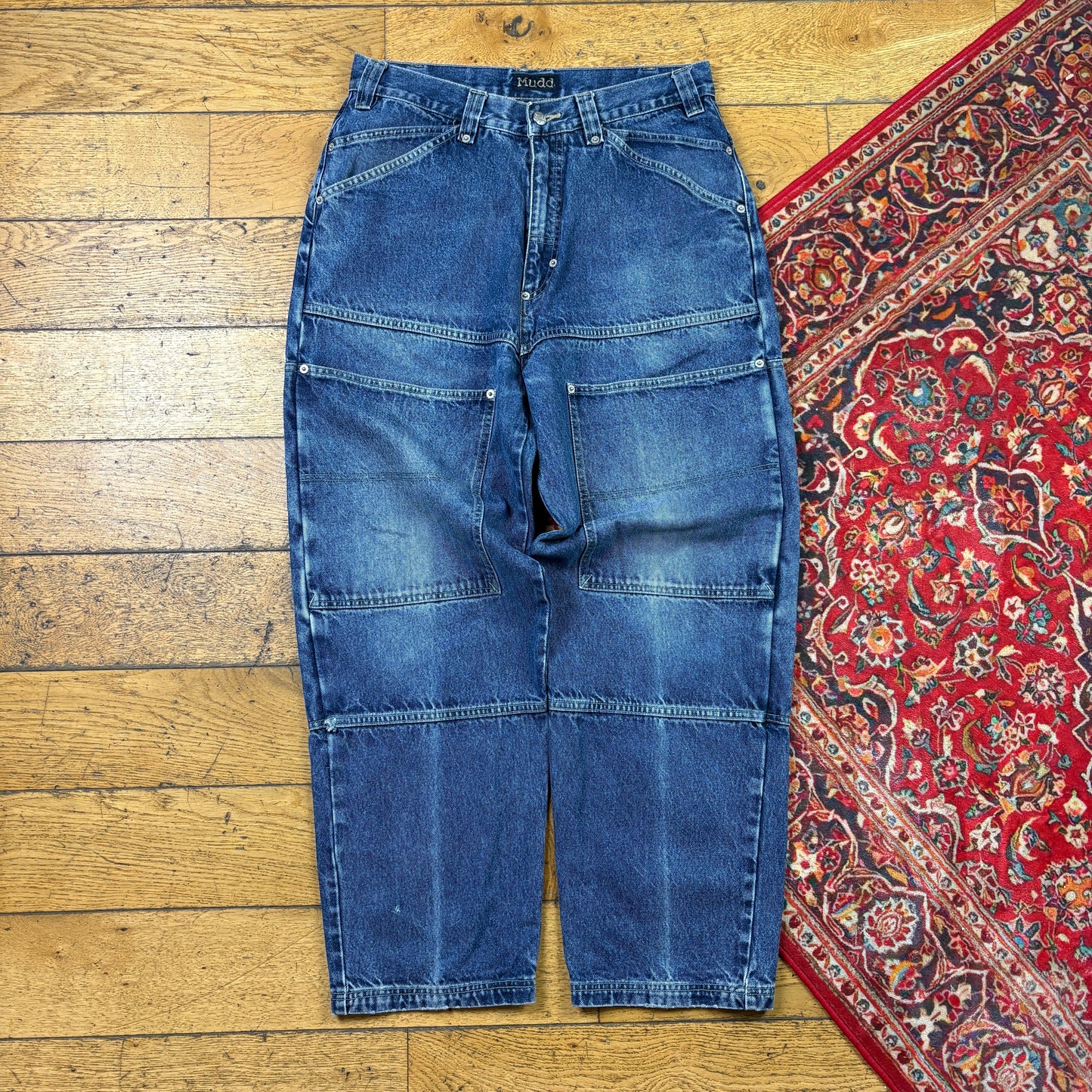 Vintage Mudd Double Knee Blue Y2K Hip Hop Baggy Jeans - 32