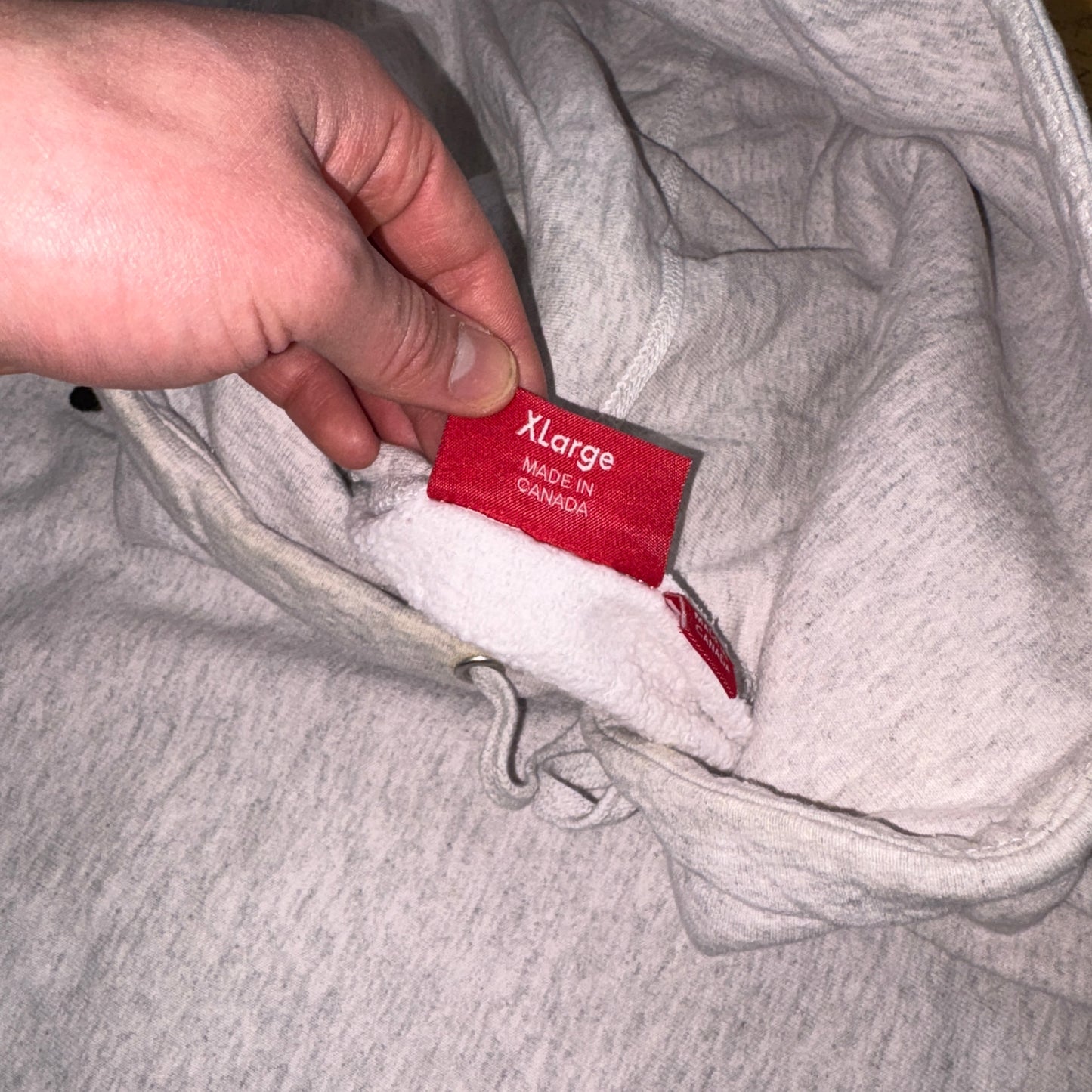 Vintage Supreme Grey Embroidered Hoodie Sweatshirt - XL