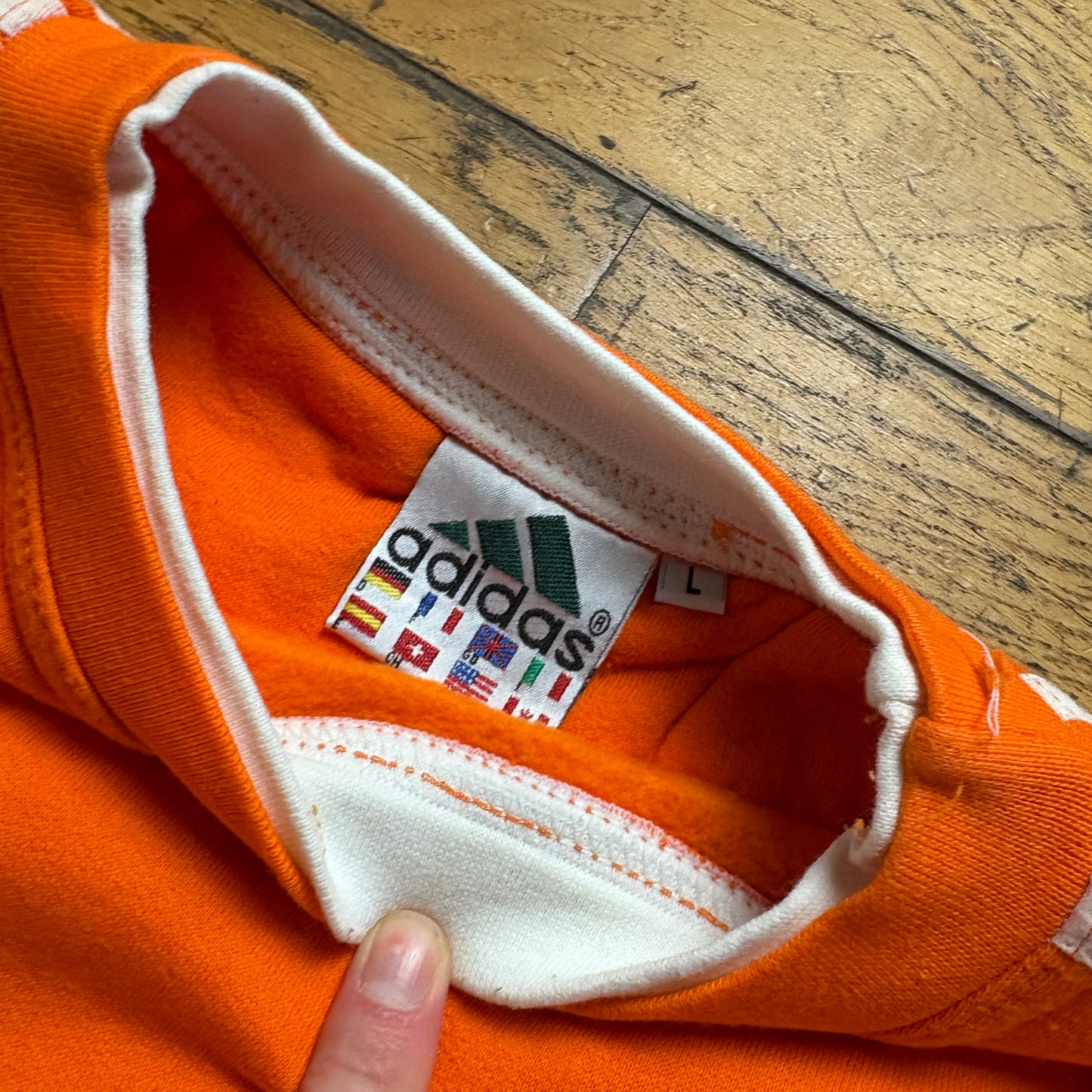 Vintage 90s Adidas Orange Embroidered Sweatshirt - XL