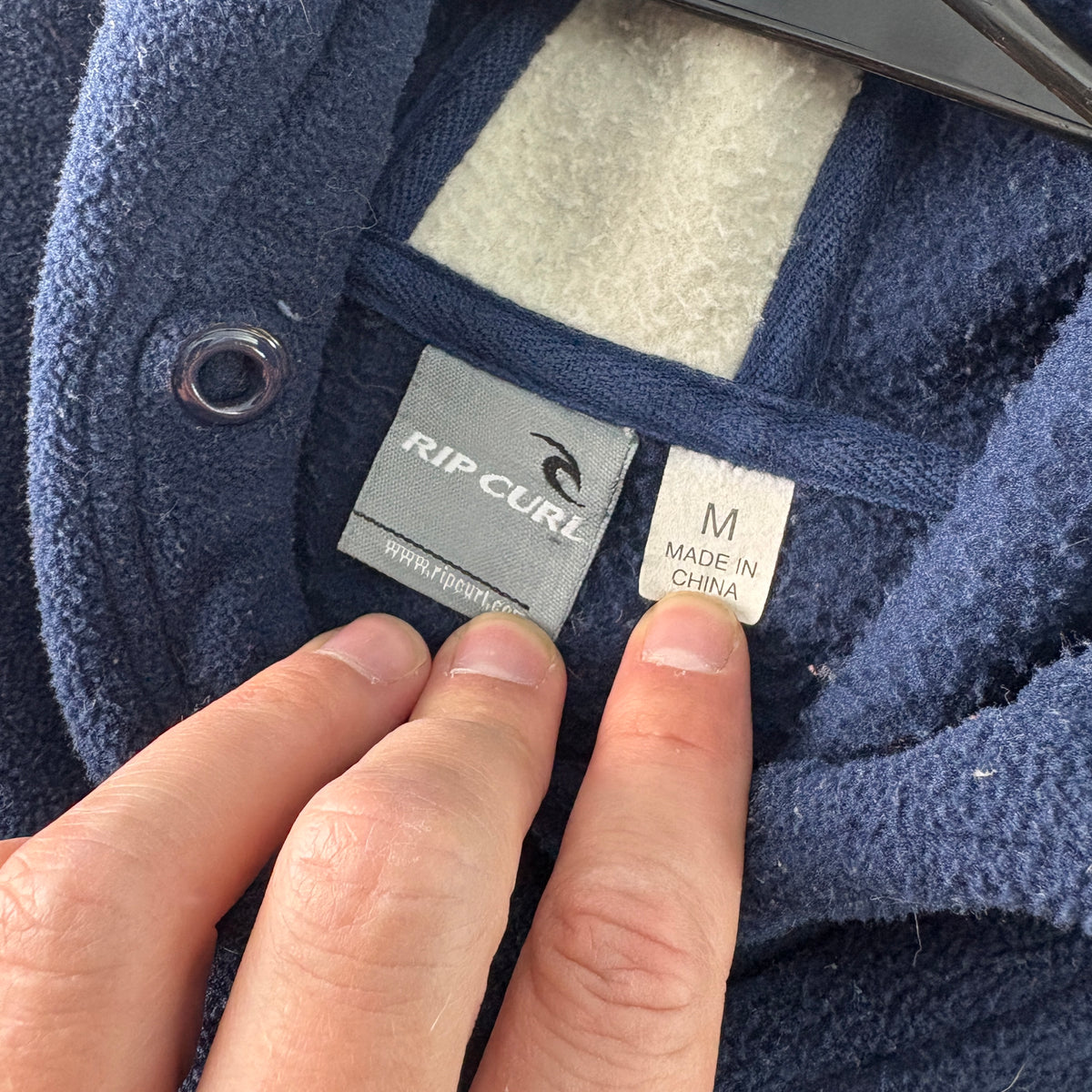 Vintage Rip Curl Navy Fleece Surfwear Y2K 00s Hoodie Embroidered Sweatshirt - M